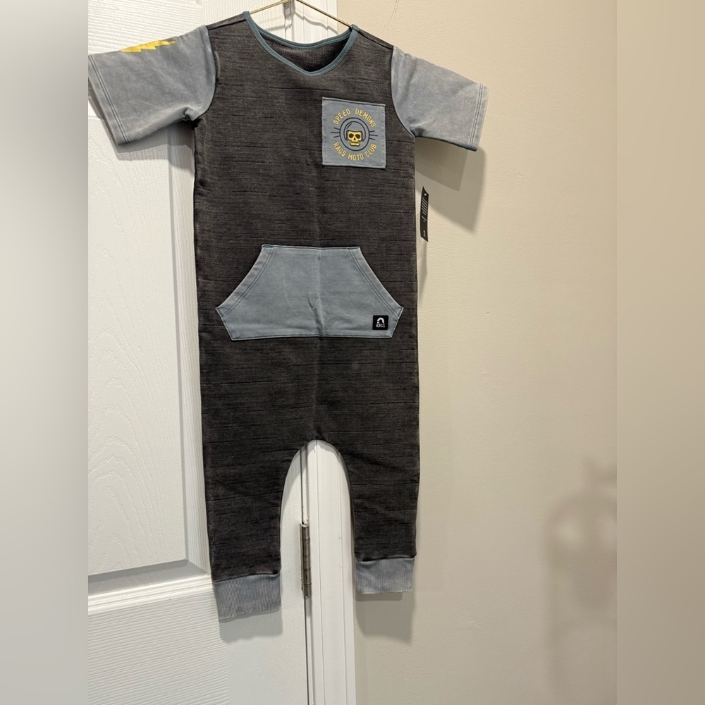 Rags to Raches Gray and Black Speed Demons Bodysuit